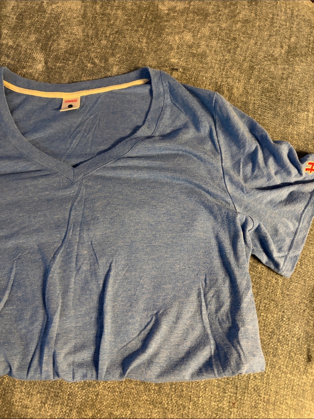 HOMAGE Heathered Blue V-Neck Tee